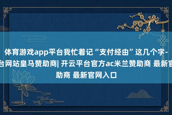 体育游戏app平台我忙着记“支付经由”这几个字-开云平台网站皇马赞助商| 开云平台官方ac米兰赞助商 最新官网入口